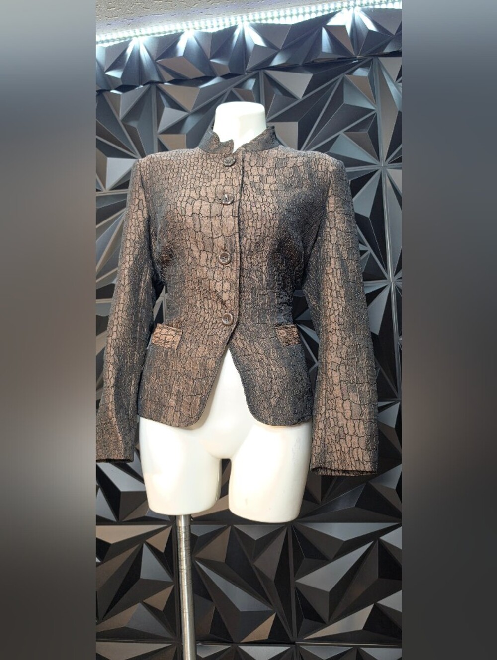erin london Metallic Black and Bronze Textured Blazer
